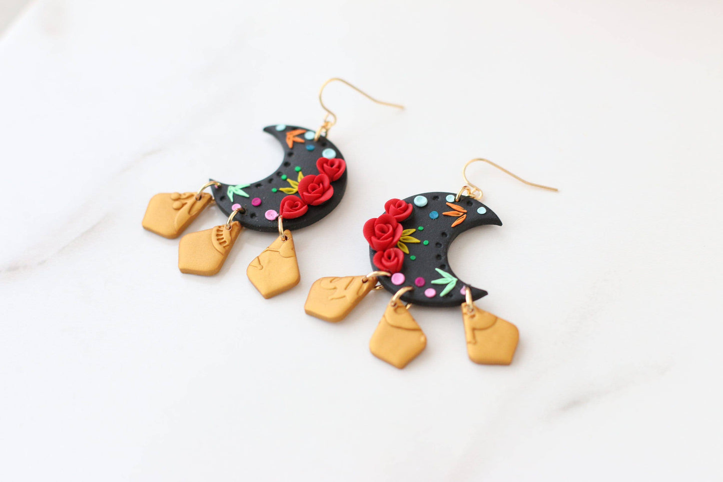 Mexican Earrings, Boho Moon Earrings for Women