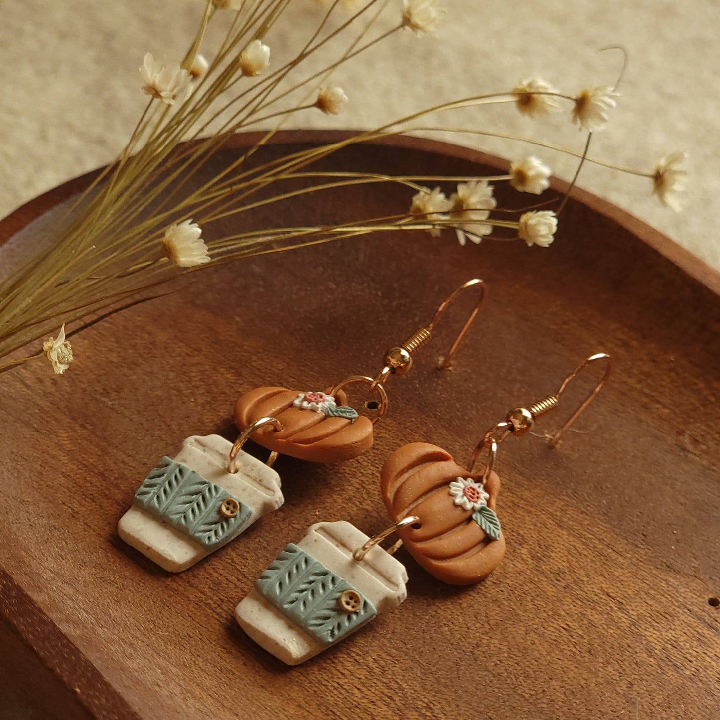Pumpkin Latte Coffee Dangle Polymer Clay Earrings for Fall