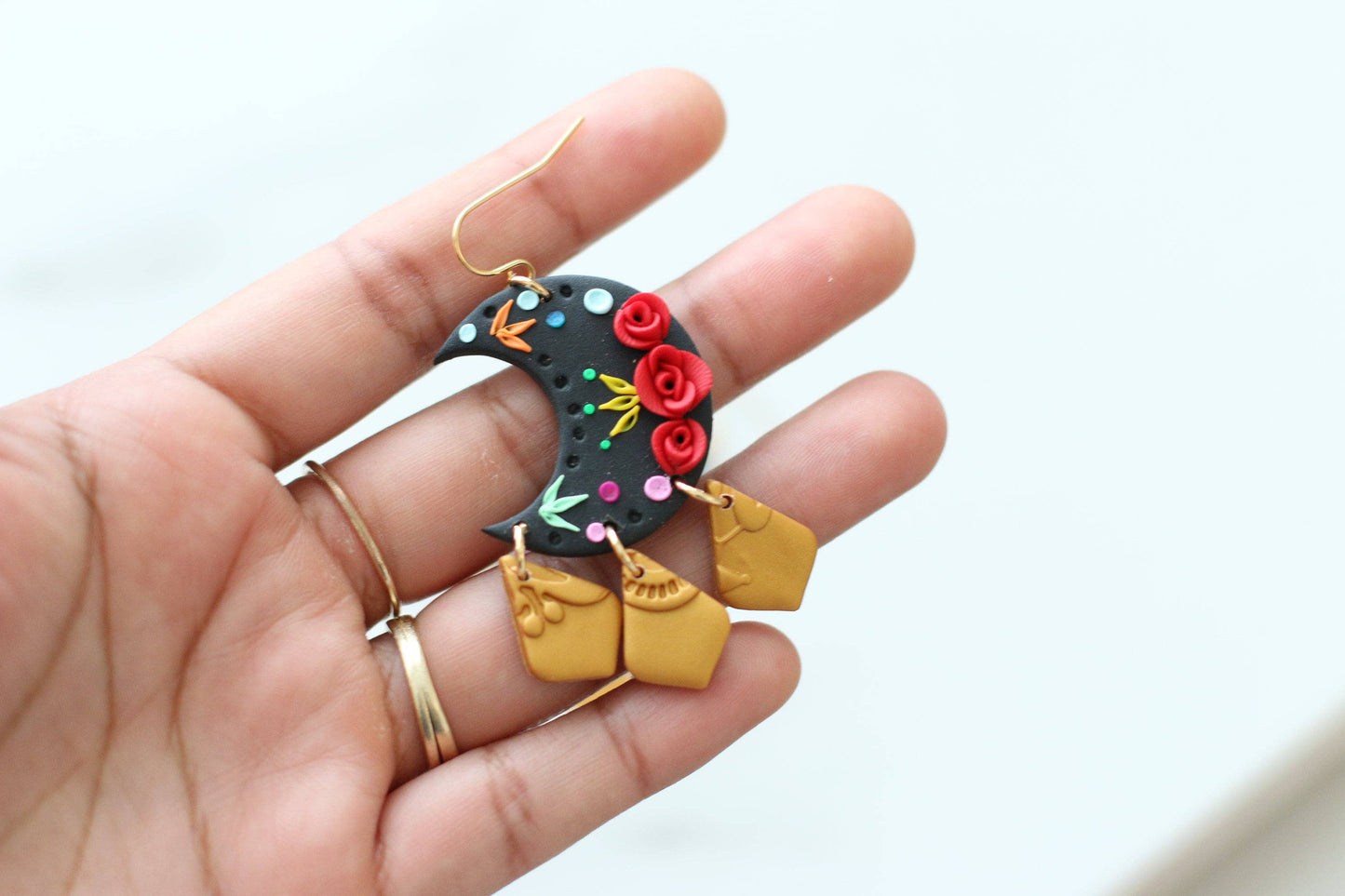 Mexican Earrings, Boho Moon Earrings for Women