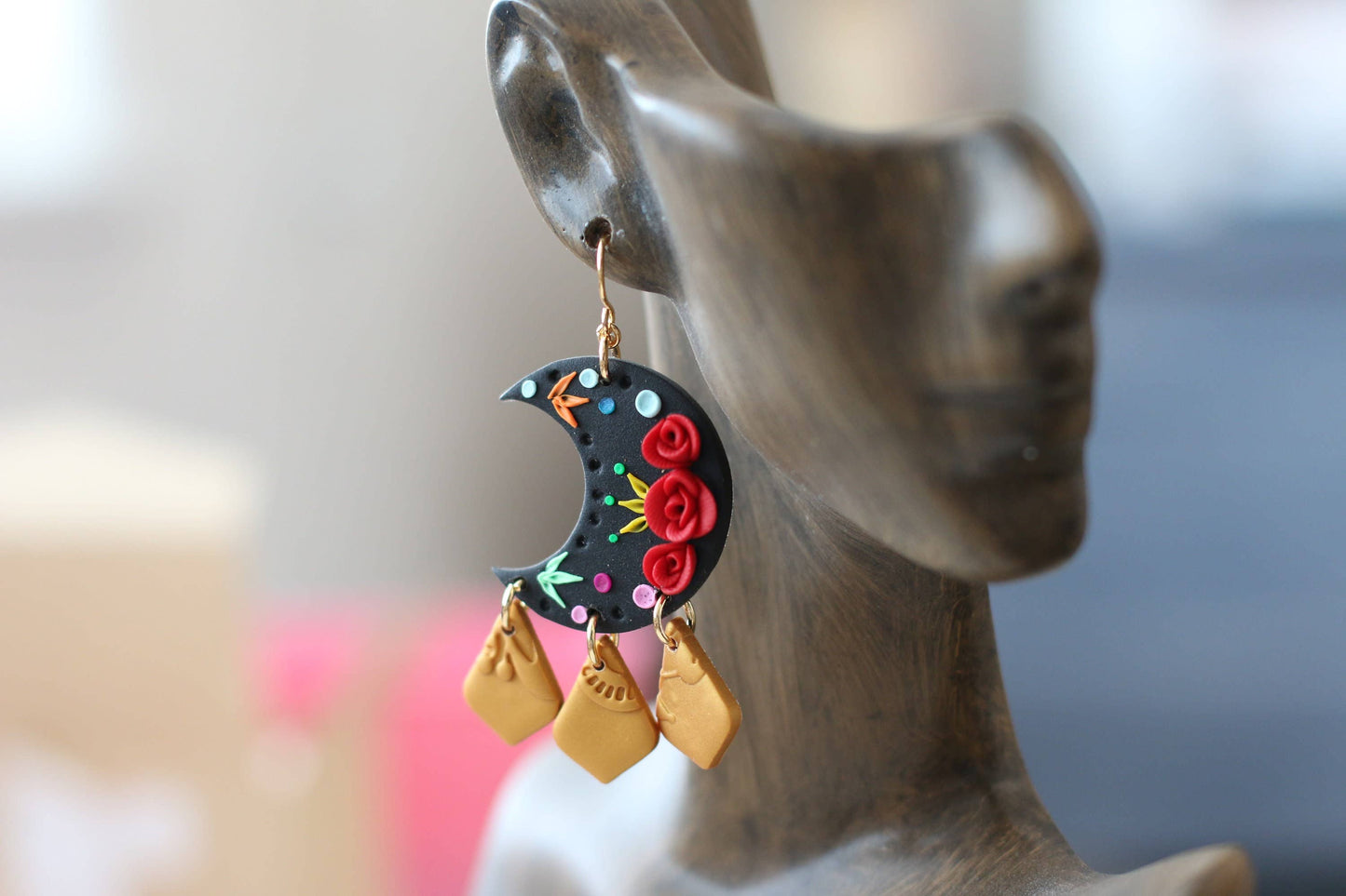 Mexican Earrings, Boho Moon Earrings for Women