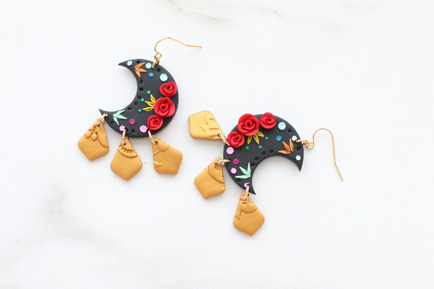 Mexican Earrings, Boho Moon Earrings for Women