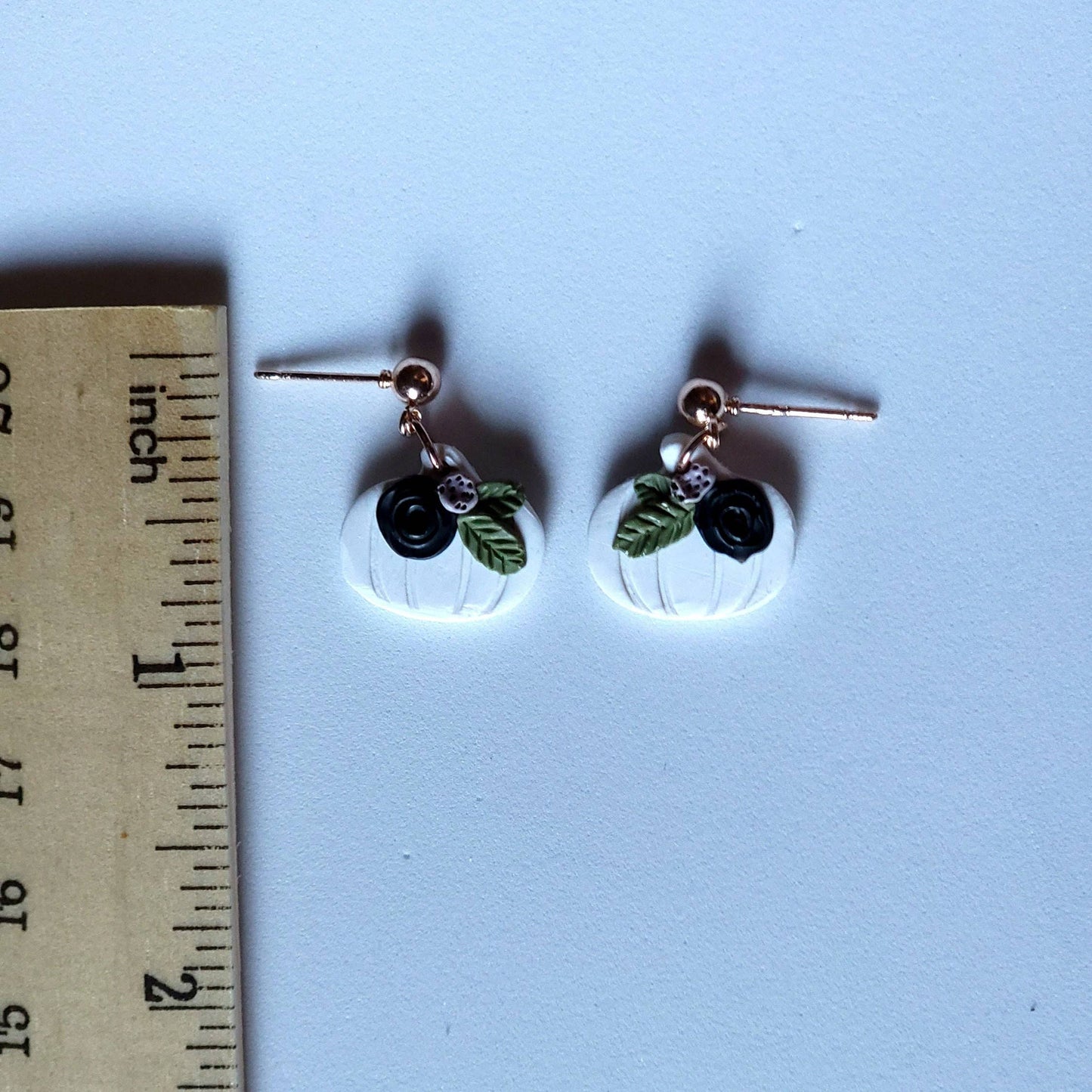 Floral Pumpkin Stud Earrings for Halloween, Handmade Fall