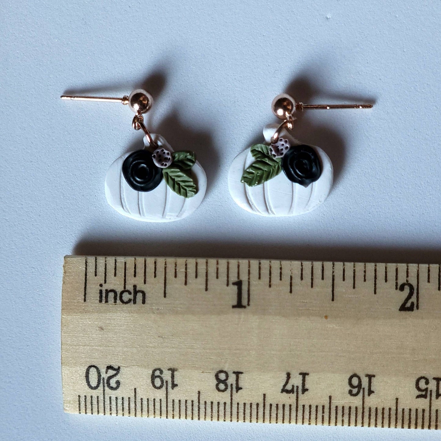 Floral Pumpkin Stud Earrings for Halloween, Handmade Fall