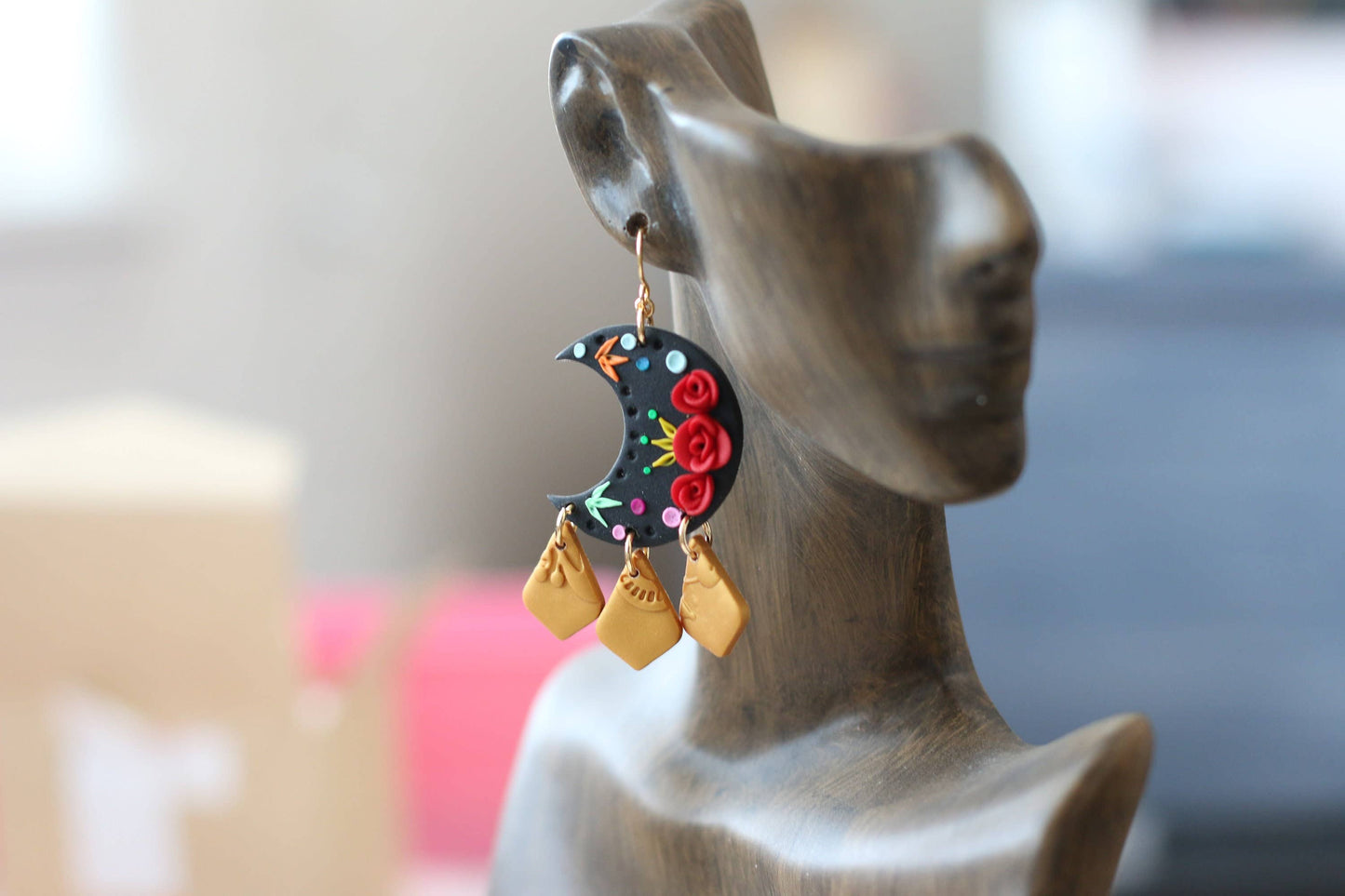 Mexican Earrings, Boho Moon Earrings for Women