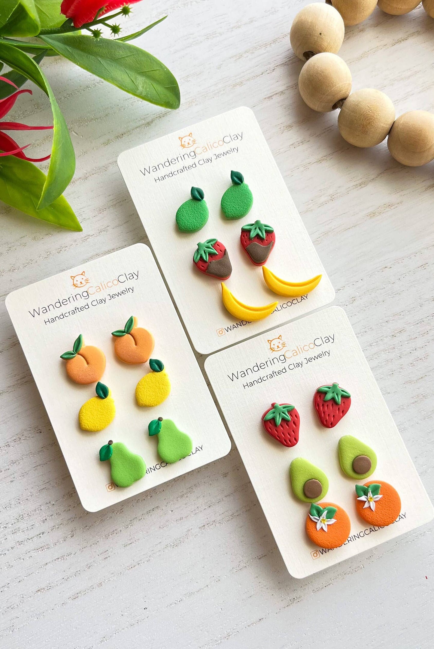 Polymer Clay Fruit Stud Earrings, Summer Fruit Jewelry: Peach (1 Pair)