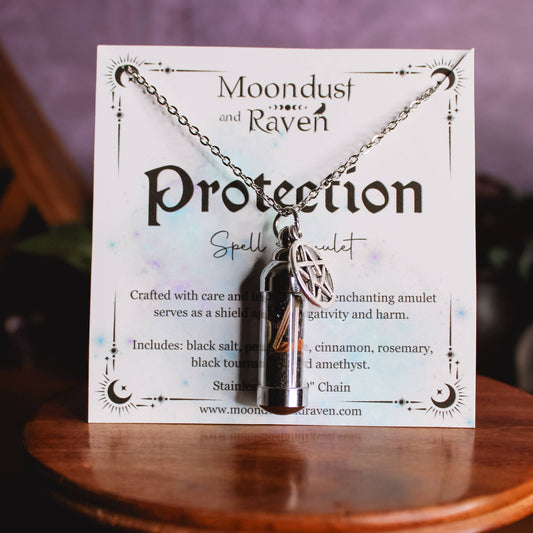 Protection Spell Jar Amulet Necklace,Witchy Crystal Jewelry