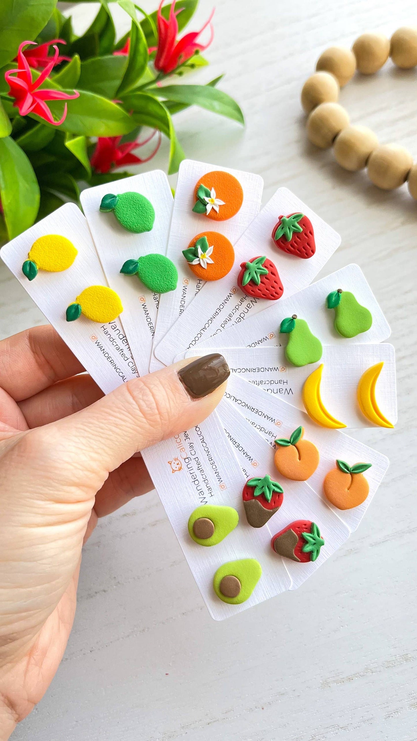 Polymer Clay Fruit Stud Earrings, Summer Fruit Jewelry: Peach (1 Pair)