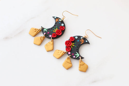 Mexican Earrings, Boho Moon Earrings for Women