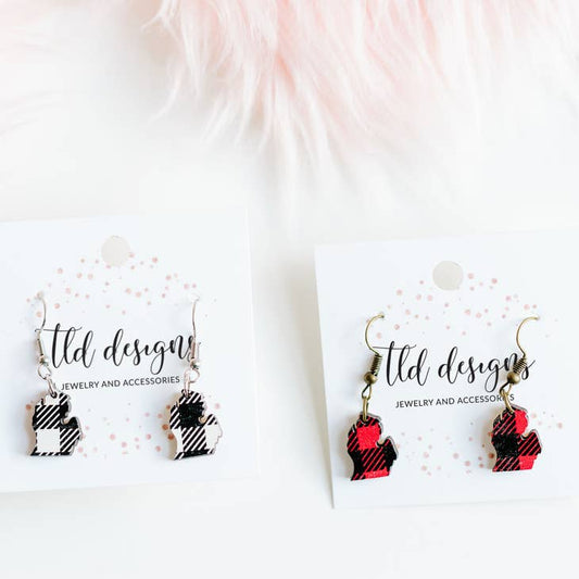 Red Plaid Made in Michigan Earrings