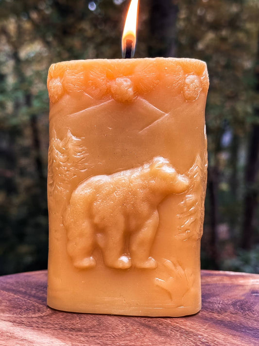 Buck + Bear Beeswax Pillar Candle