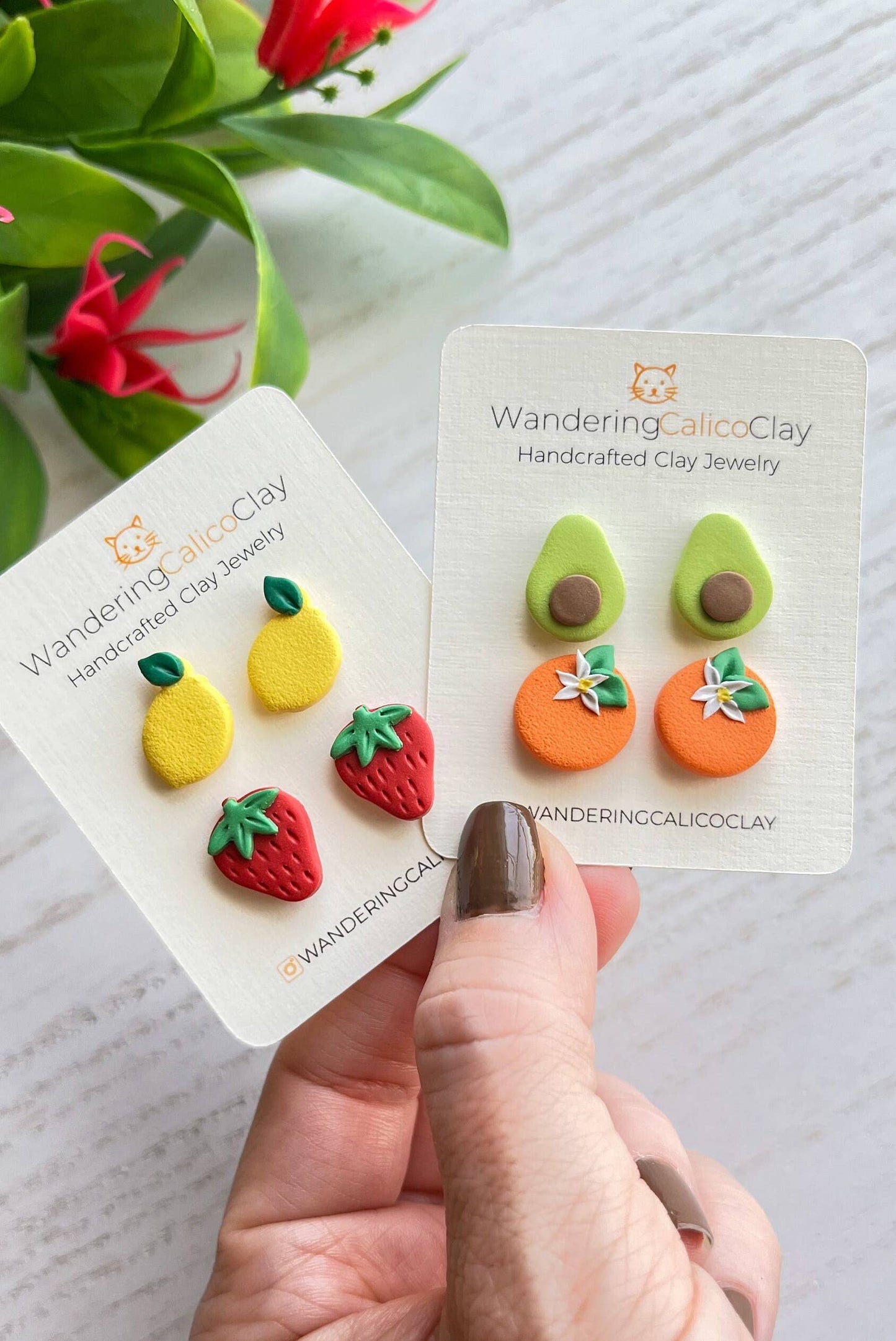 Polymer Clay Fruit Stud Earrings, Summer Fruit Jewelry: Peach (1 Pair)