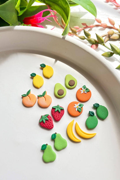 Polymer Clay Fruit Stud Earrings, Summer Fruit Jewelry: Peach (1 Pair)