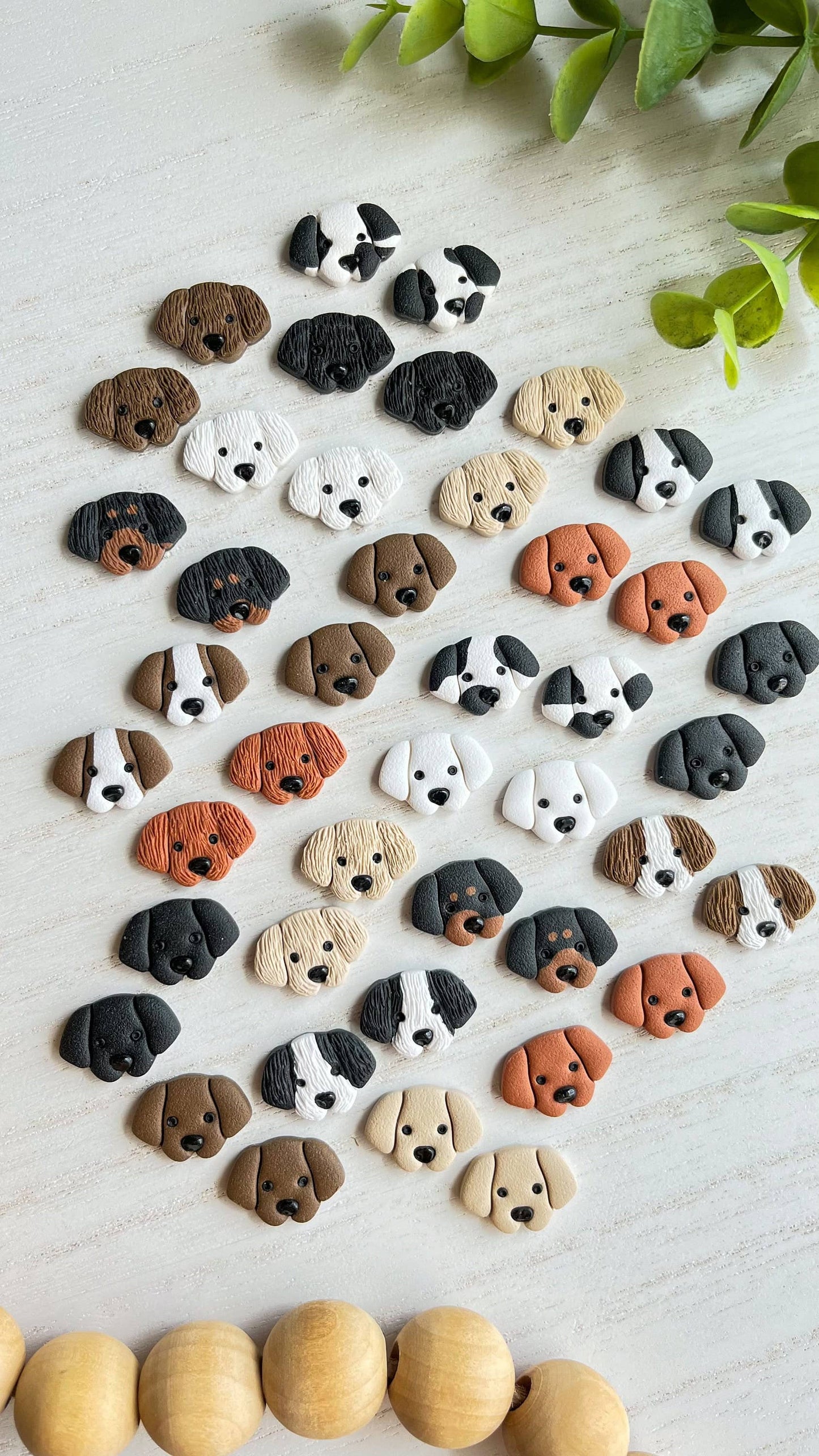 Dog Stud Earrings, Polymer Clay Dog Earrings, Dog Jewelry: E Black/Brown Fur