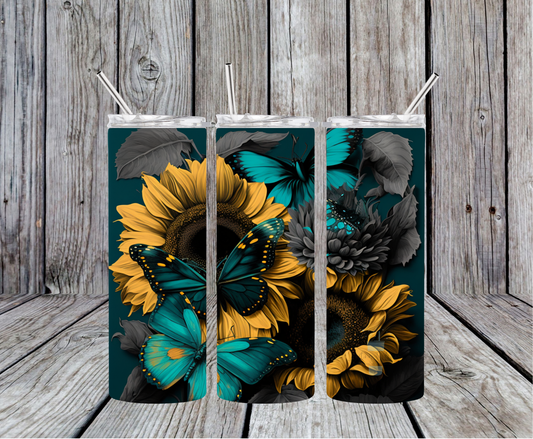 Sunflowers and Butterflies Skinny Tumbler